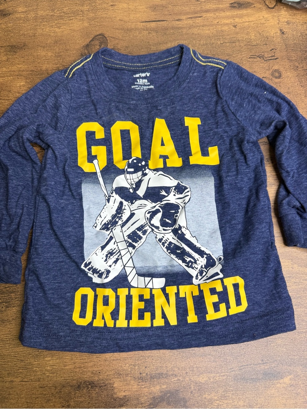 ⭐️5 for $20⭐️ Carter's Navy 'Goal Oriented' Hockey Goalie Graphic LS Tee